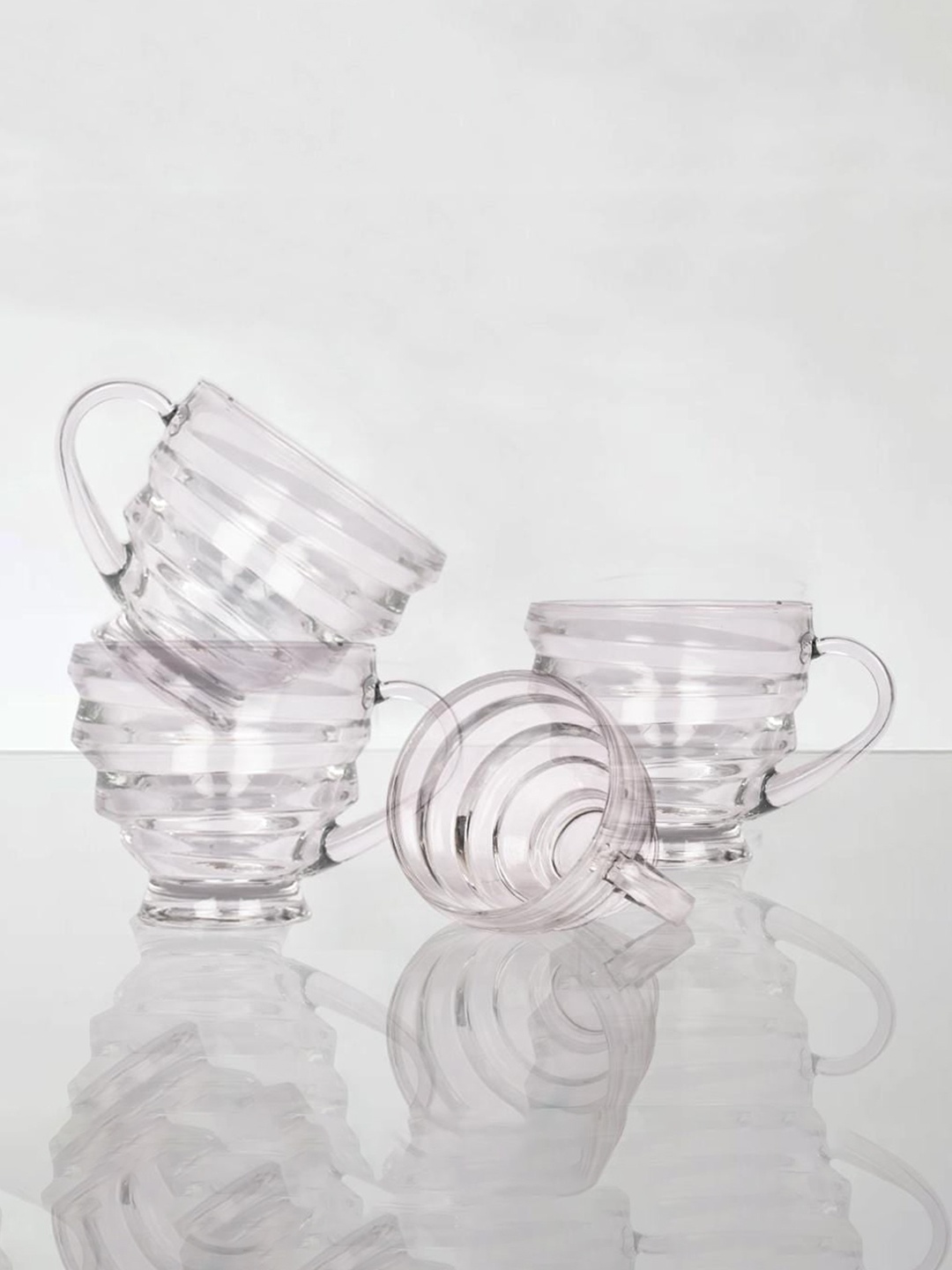 

THE ARTMENT Set of 6 Transparent Textured Glass Glossy Cups