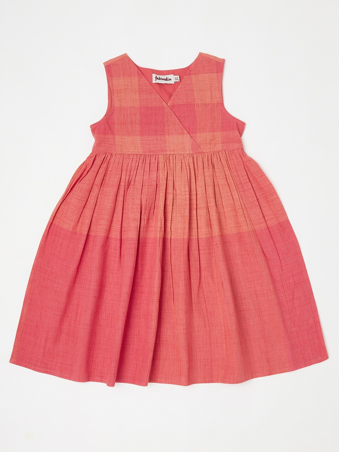 

Fabindia Orange Checked Dress