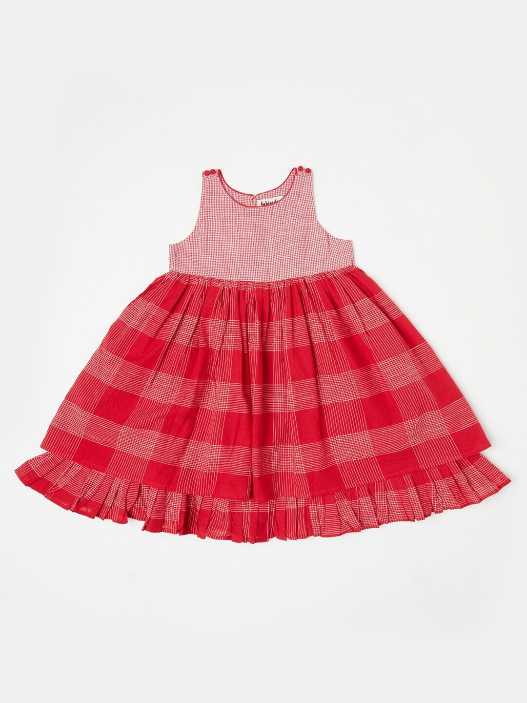 

Fabindia Girls Red Checked Cotton Dress