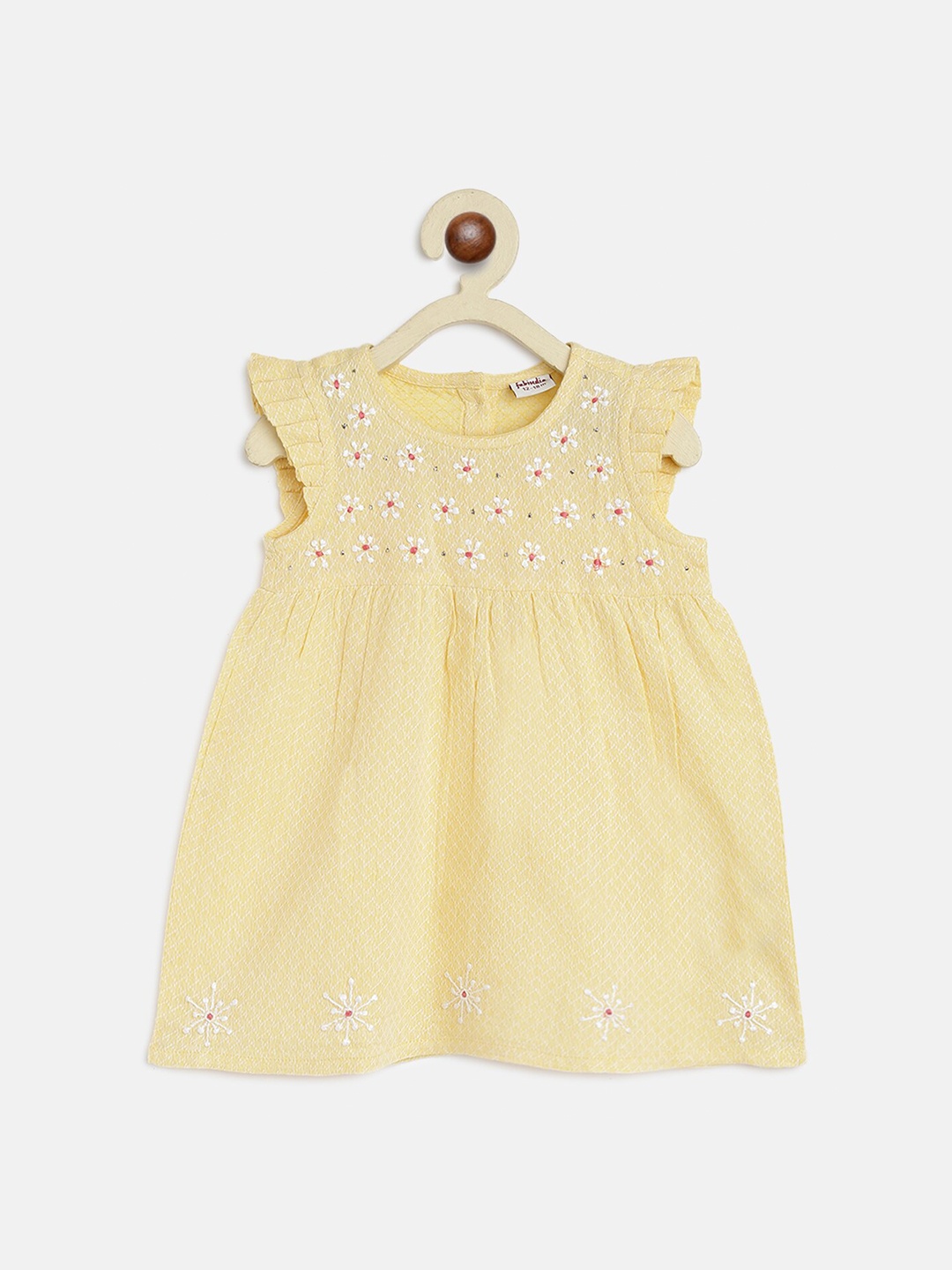 

Fabindia Yellow Floral Embroidered Dress