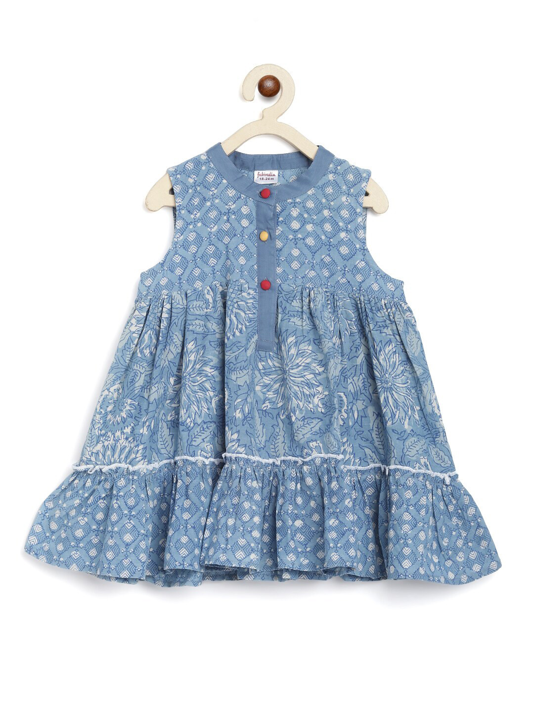 

Fabindia Blue & White Floral Dress