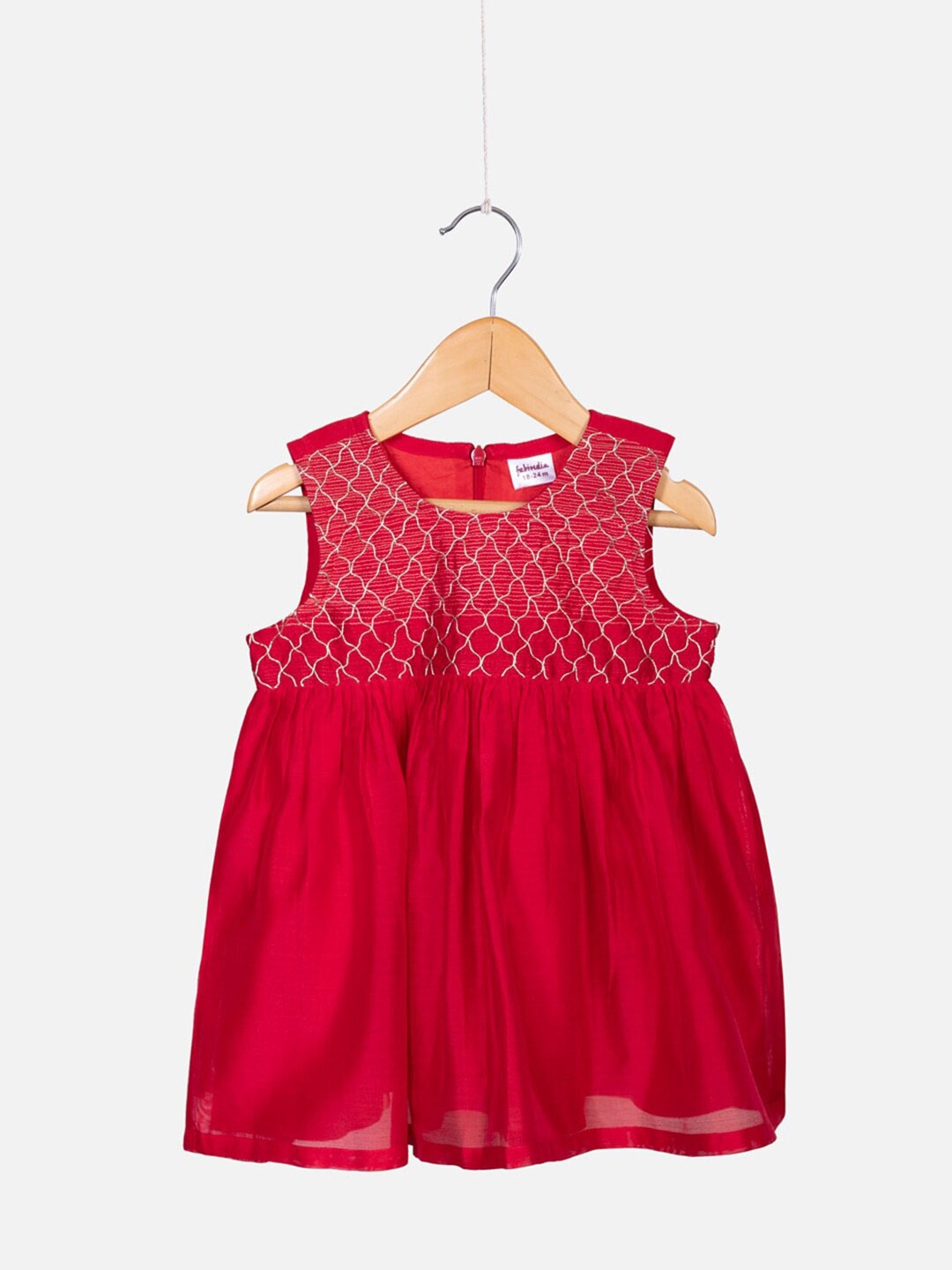 

Fabindia Girls Red Embroidered Ethnic Dress