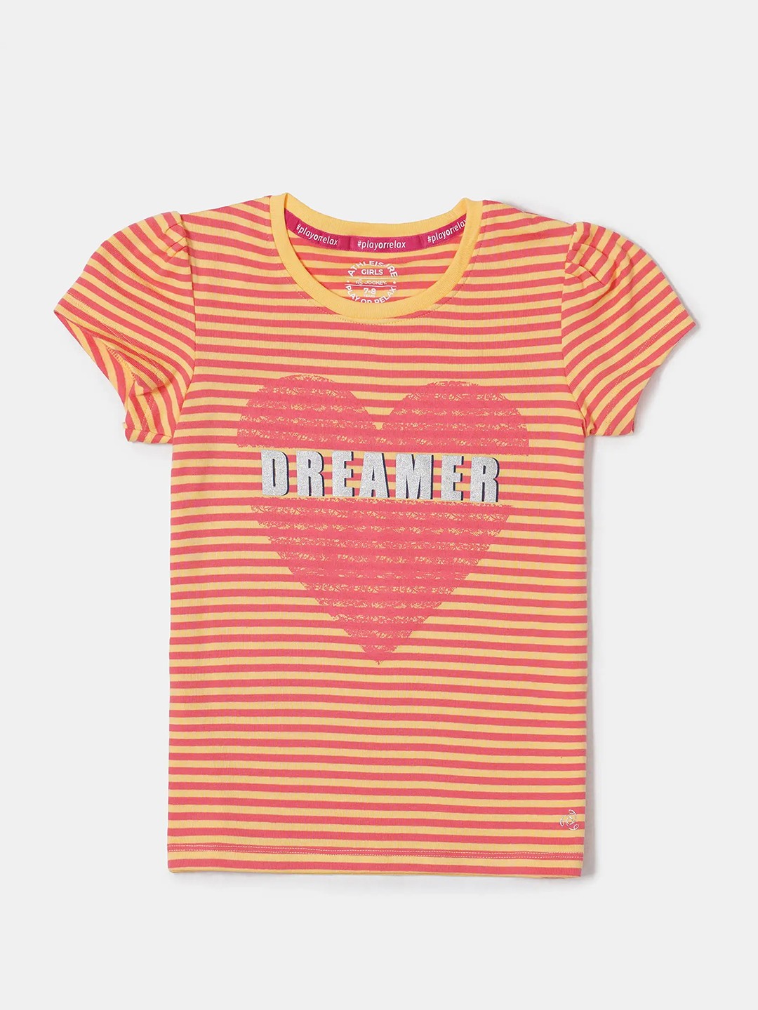 

Jockey Girls Super Combed Cotton Elastane Rib Striped Regular Fit T-shirt - AG02, Yellow