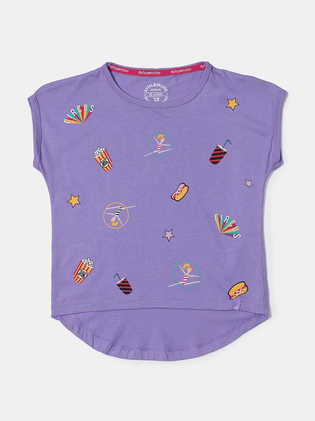 

Jockey Girls Micro Modal Cotton Printed Relaxed Fit T-shirt - AG17, Purple