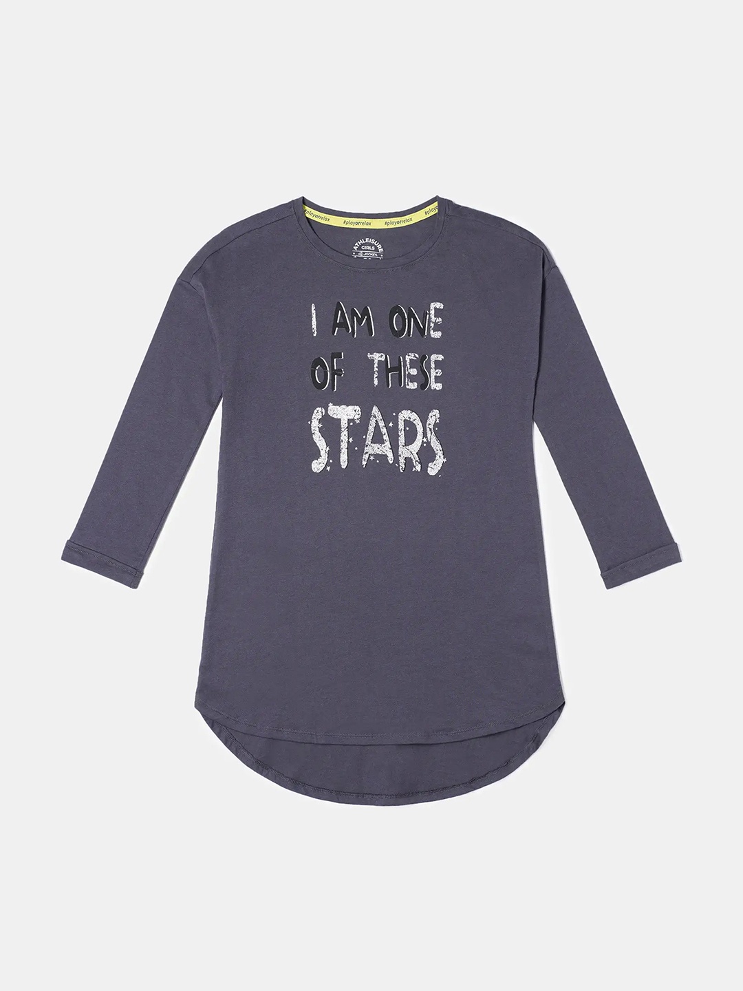 

Jockey Girls Super Combed Cotton Graphic Printed Long Length Tshirt-AG64, Black