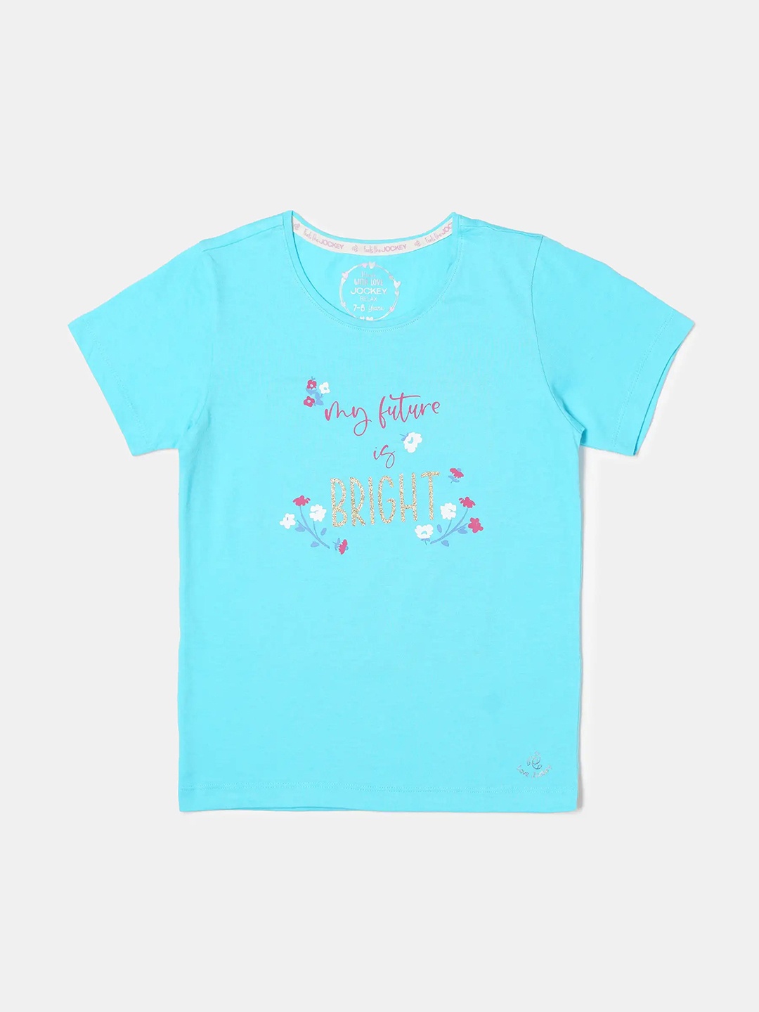 

Jockey Girls Super Combed Cotton Graphic Printed Relaxed Fit T-shirt, Blue