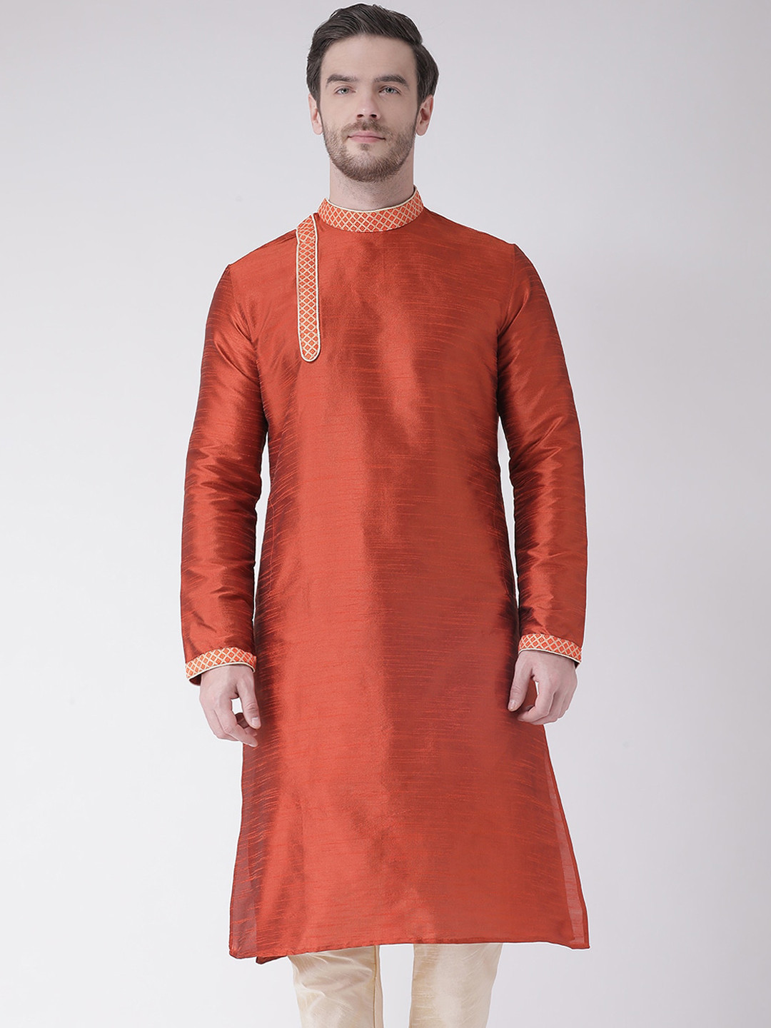 

DEYANN Men Orange Ethnic Motifs Kurta