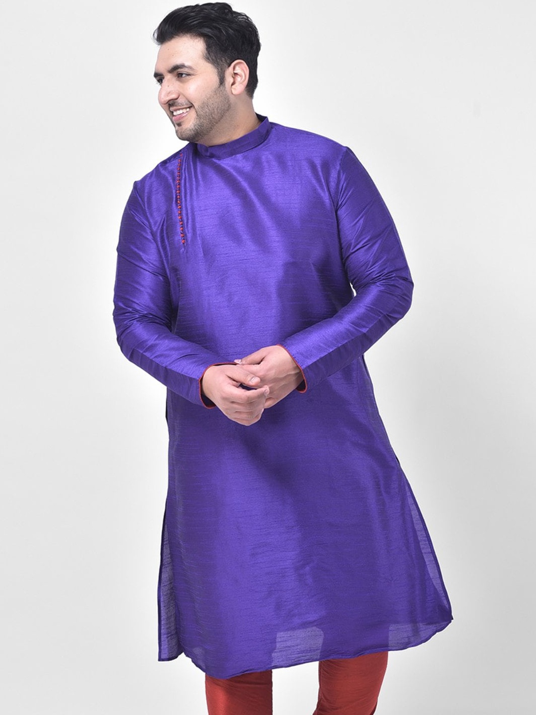 

DEYANN PLUS Men Purple Solid A-line Kurta