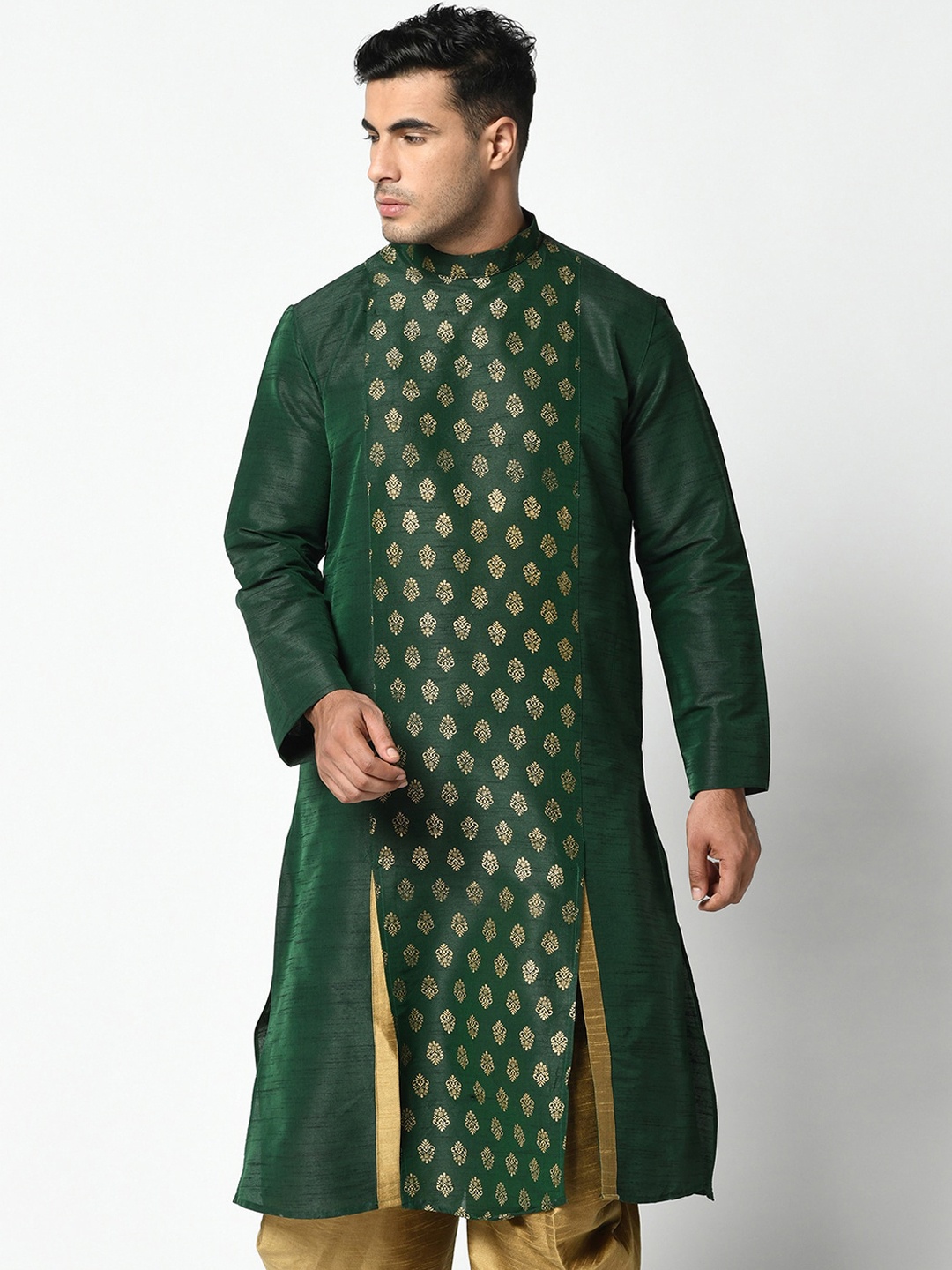 

DEYANN Men Green Ethnic Motifs Kurta