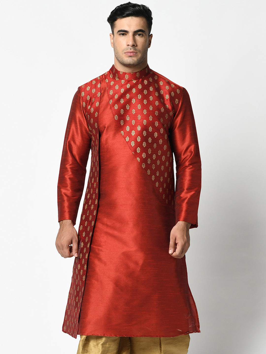 

DEYANN Men Red Ethnic Motifs Kurta