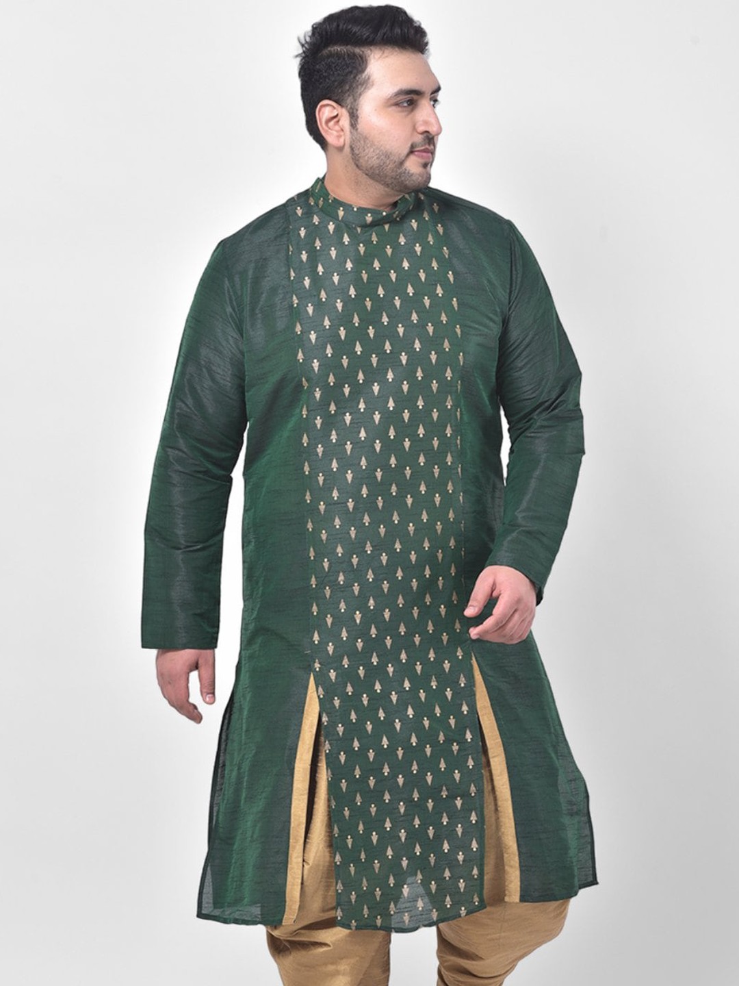 

DEYANN PLUS Men Green Geometric Kurta