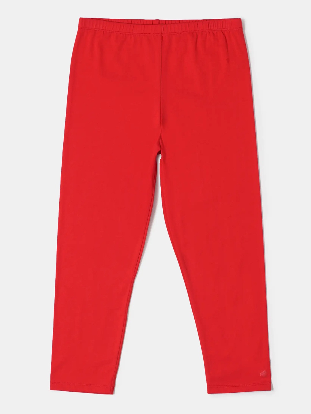 

Jockey Girls Super Combed Cotton Solid Slim Fit Three Quarter Leggings-AG54, Red