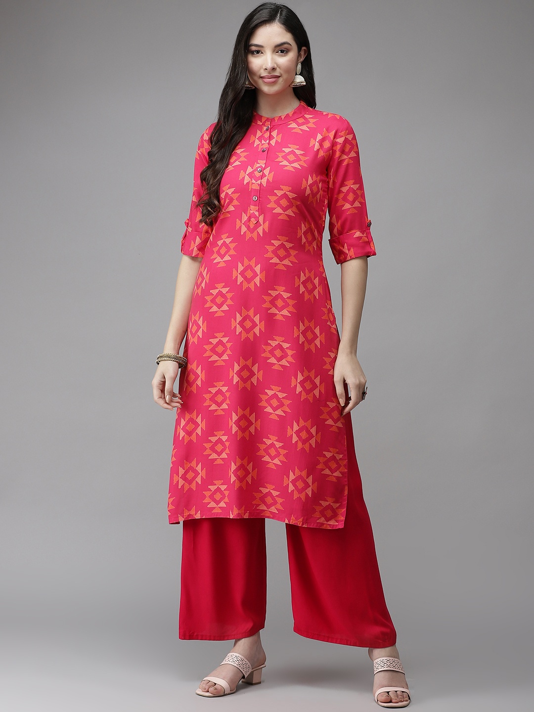 

Cayman Women Pink Ethnic Motifs Printed Kurta