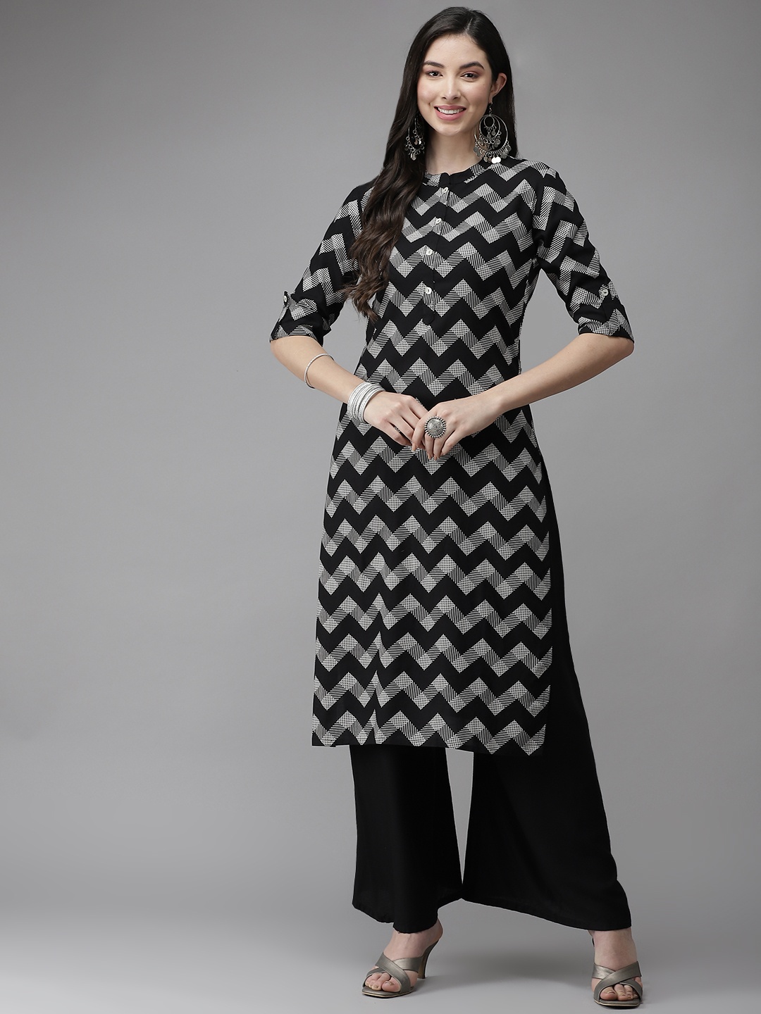 

Cayman Women Black Printed Kurta
