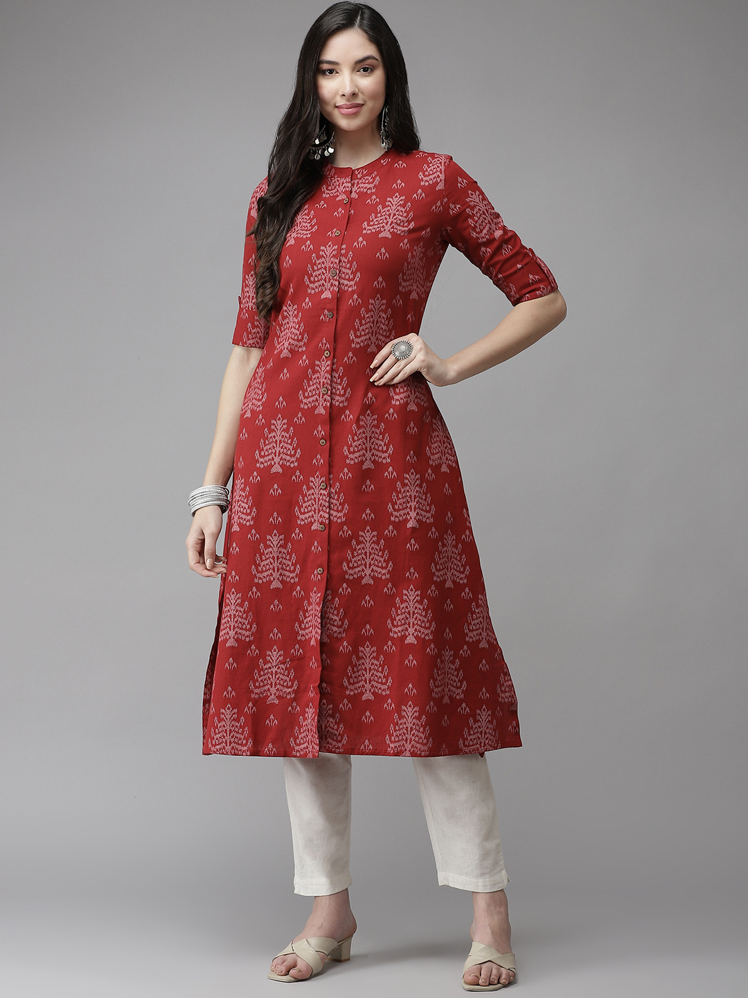 

Cayman Women Red Ethnic Motifs Printed Kurta