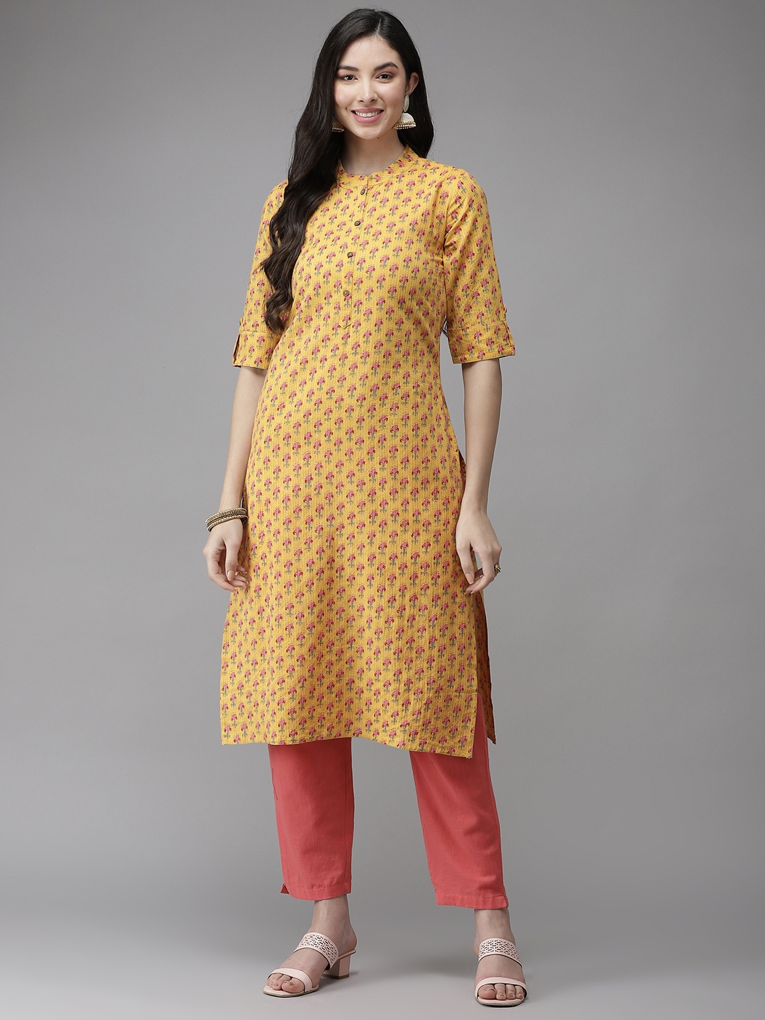 

Cayman Women Mustard Yellow Ethnic Motifs Printed Kurta