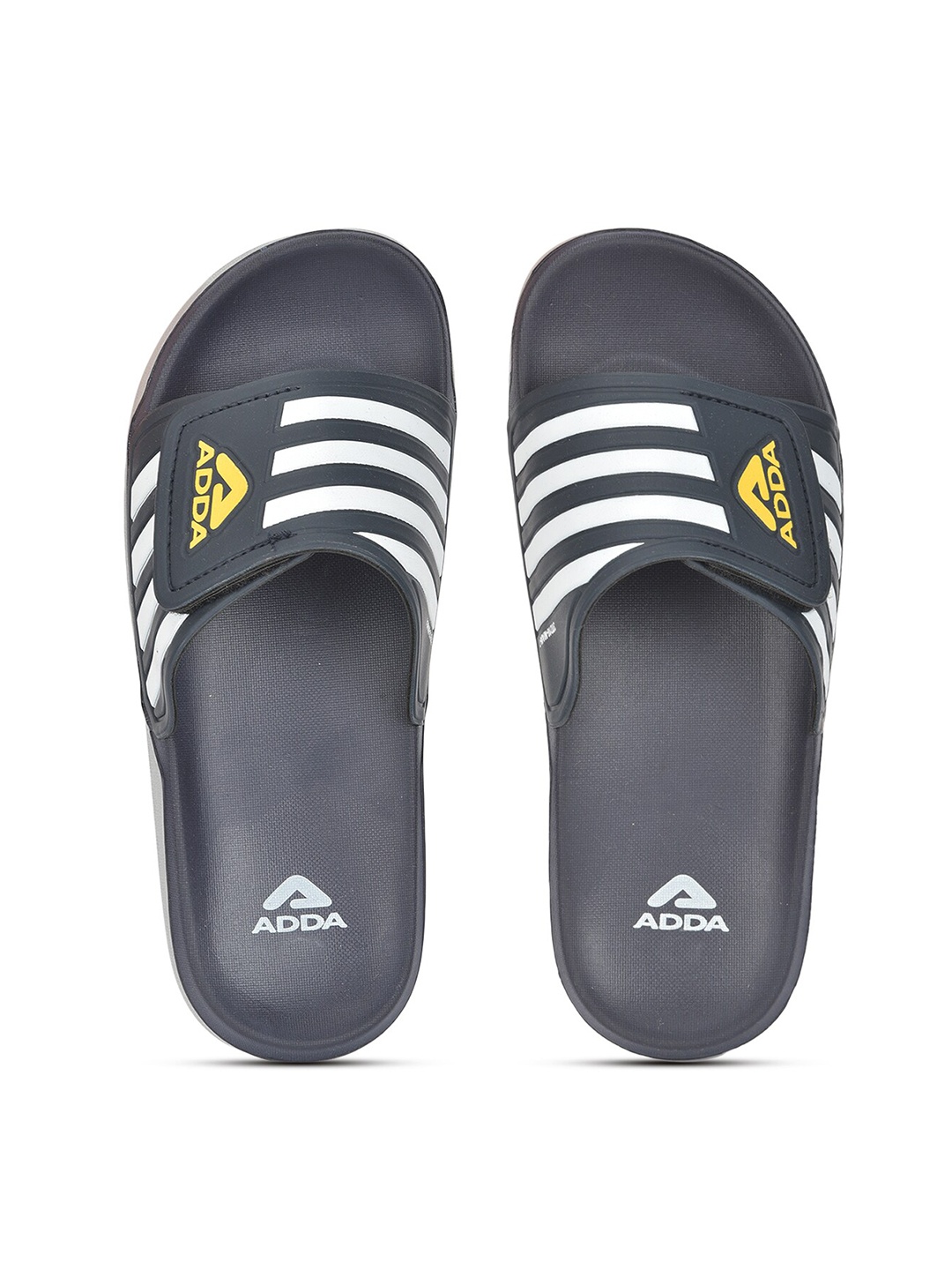 

Adda Men Navy Blue & White Striped Rubber Sliders