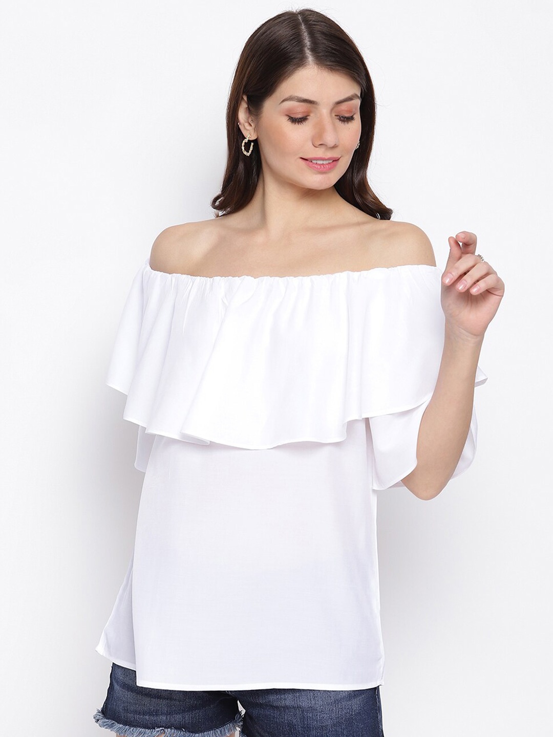 

iki chic White Off-Shoulder Bardot Top