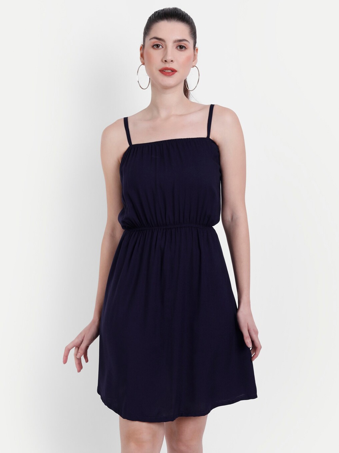 

Globon Impex Women Navy Blue Solid Fit & Flare Dress