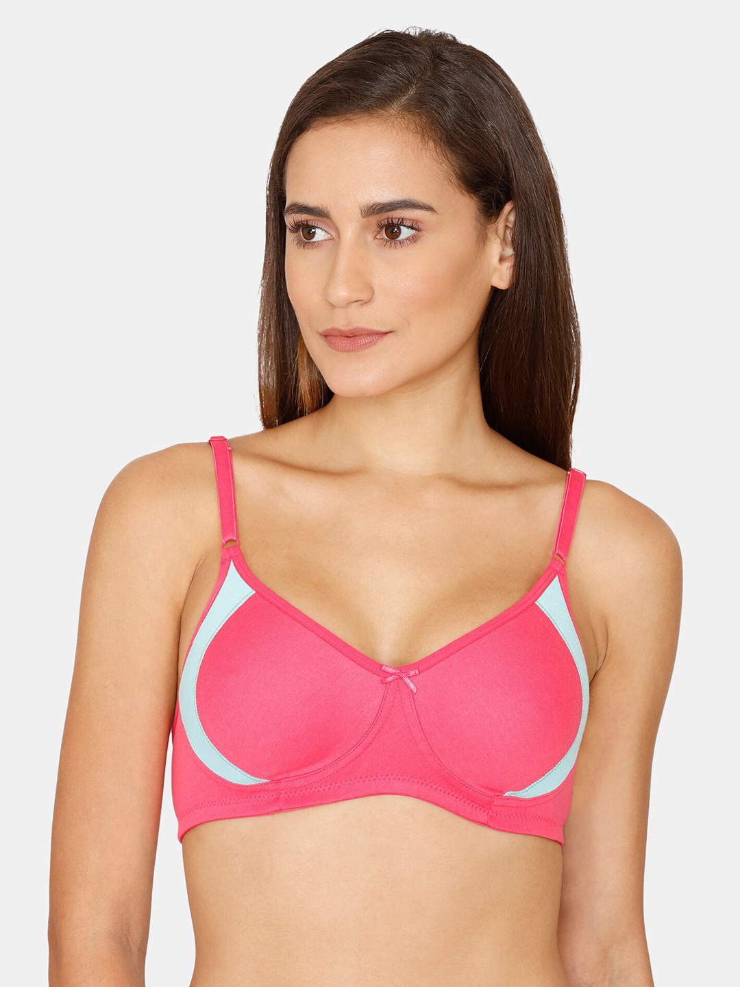 

Coucou by Zivame Pink & Sea Green Colourblocked T-shirt Bra