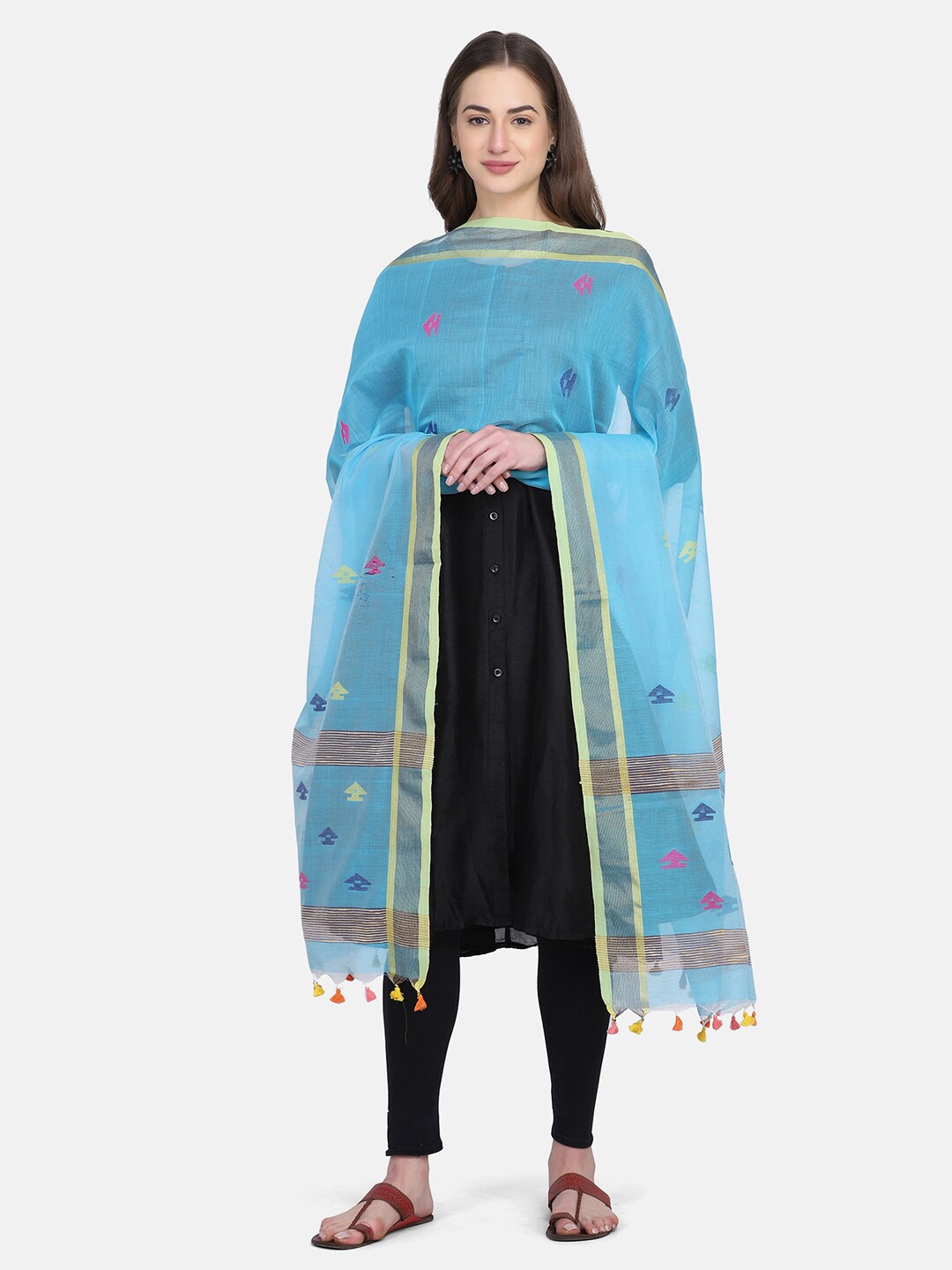 

THE WEAVE TRAVELLER Women Blue Woven Design Dupatta