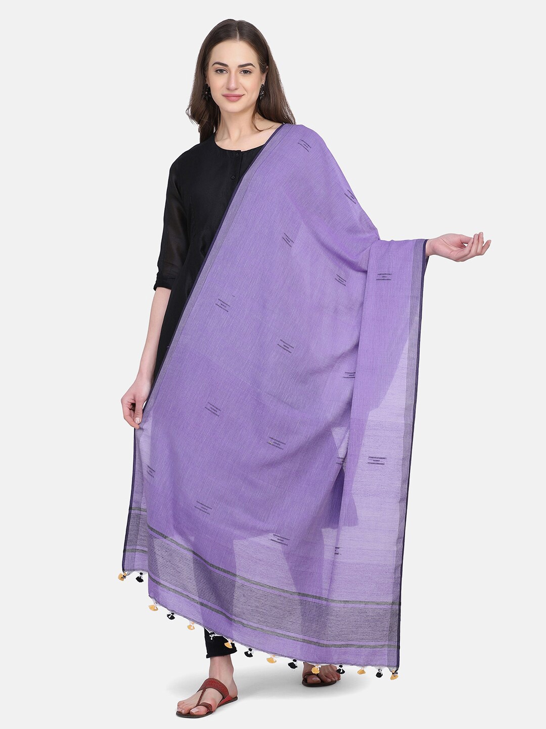 

THE WEAVE TRAVELLER Lavender Woven Design Pure Cotton Dupatta