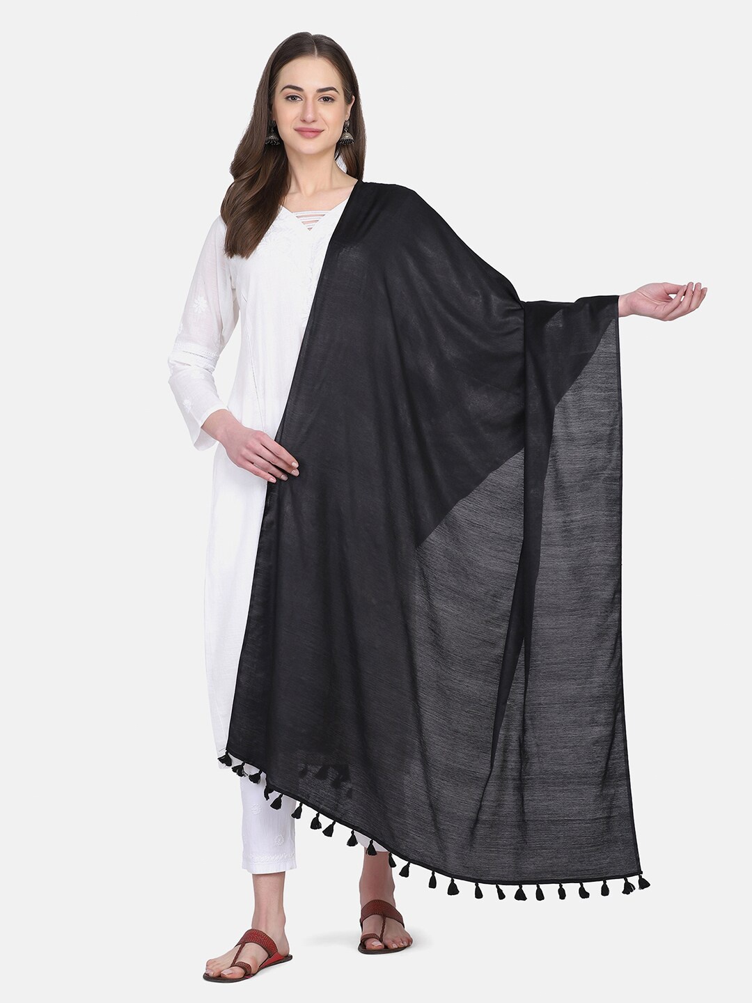 

THE WEAVE TRAVELLER Black Art Silk Dupatta