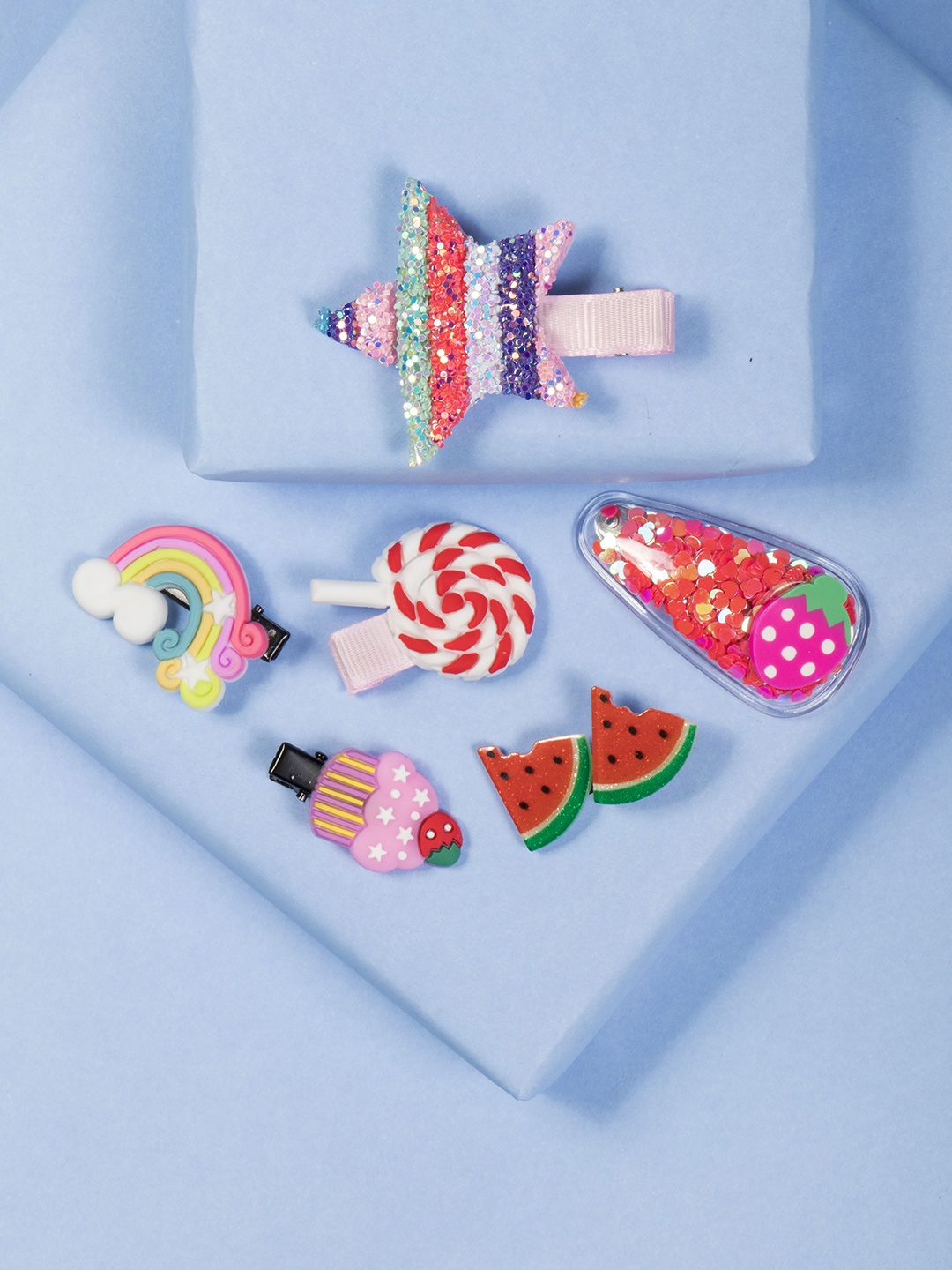 

Arendelle Girls Red & White Set of 6 Alligator Hair Clip