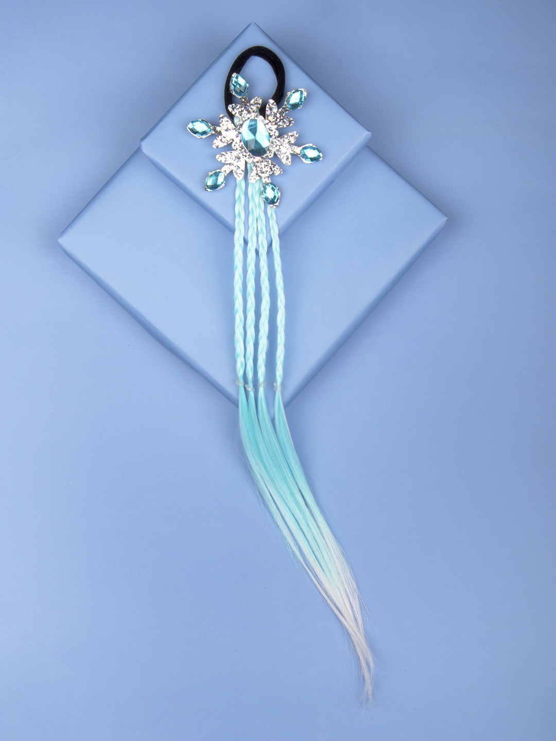 

Arendelle Snowflake Crystal Charm Hair Bow with Ice Blue Hair Extensions