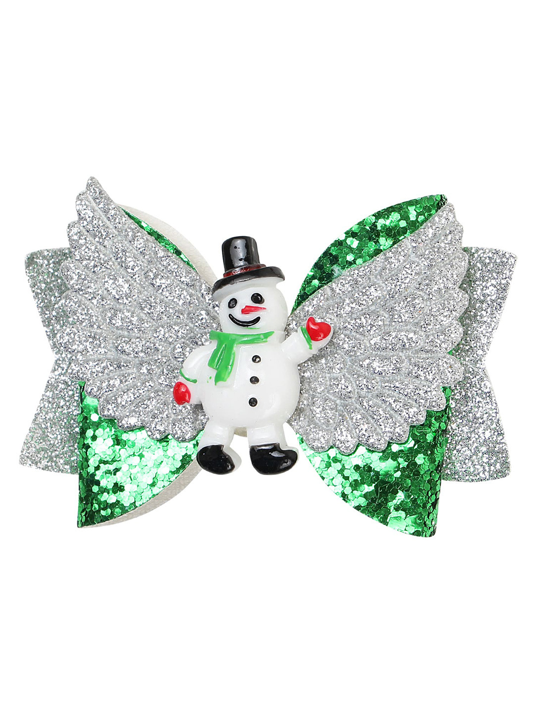 

Arendelle Christmas Shinny Snowman Hair Clip Bow, Green