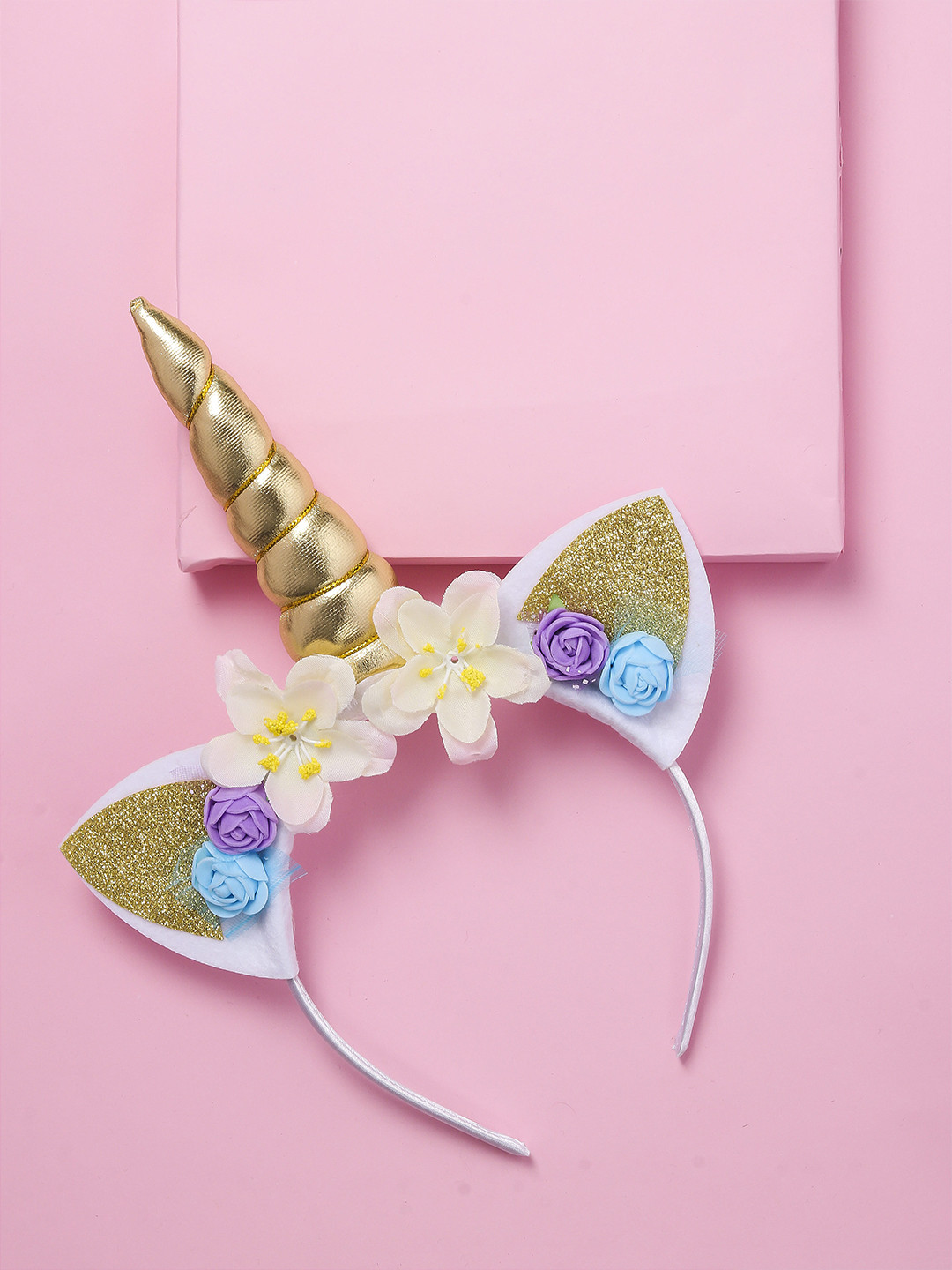 

Arendelle Girls Gold-Toned & Blue Unicorn Horn Hairband