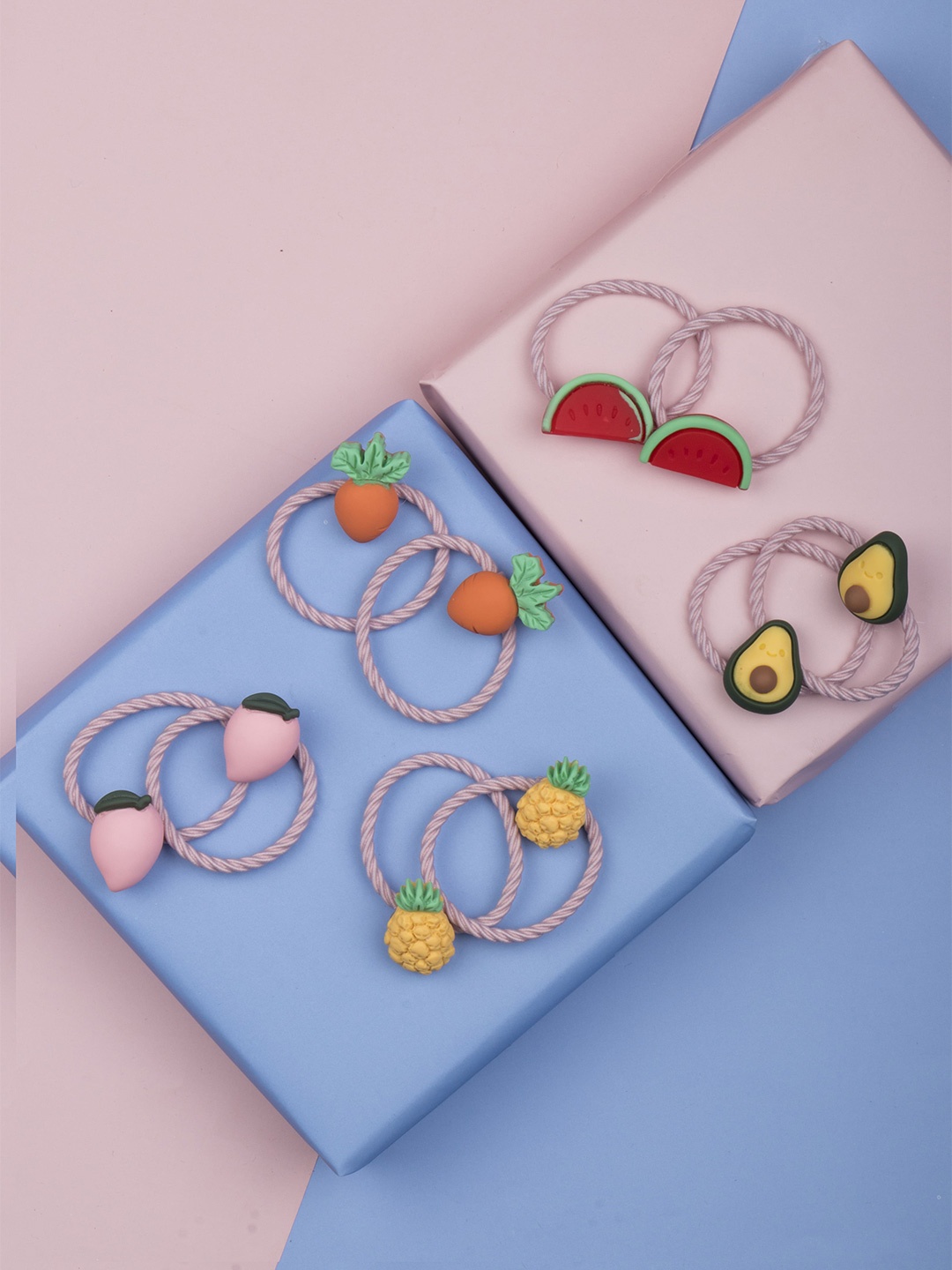 

Arendelle Girls Pink & Red Set of 5 Hairband With Fruit Charms