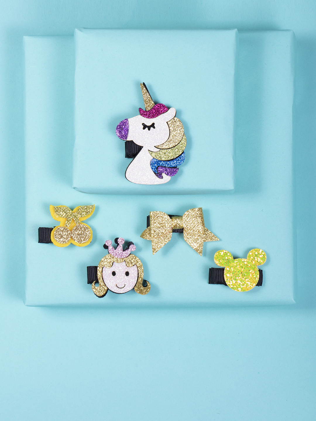 

Arendelle Girls Yellow & White Set of 5 Embellished Alligator Hair Clip