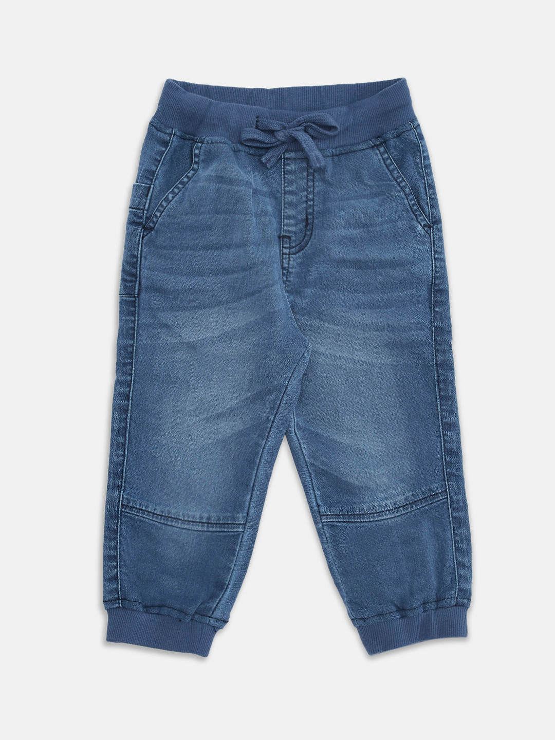 

Pantaloons Baby Boys Blue Jogger Light Fade Cotton Jeans