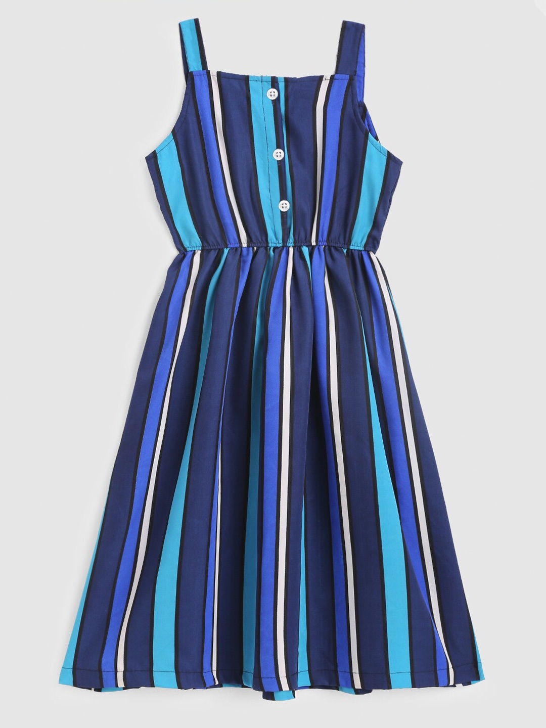 

YK Navy Blue Striped Crepe Dress