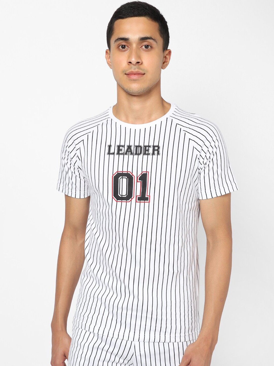 

Ajile by Pantaloons Men White & Black Striped Pure Cotton Night suit