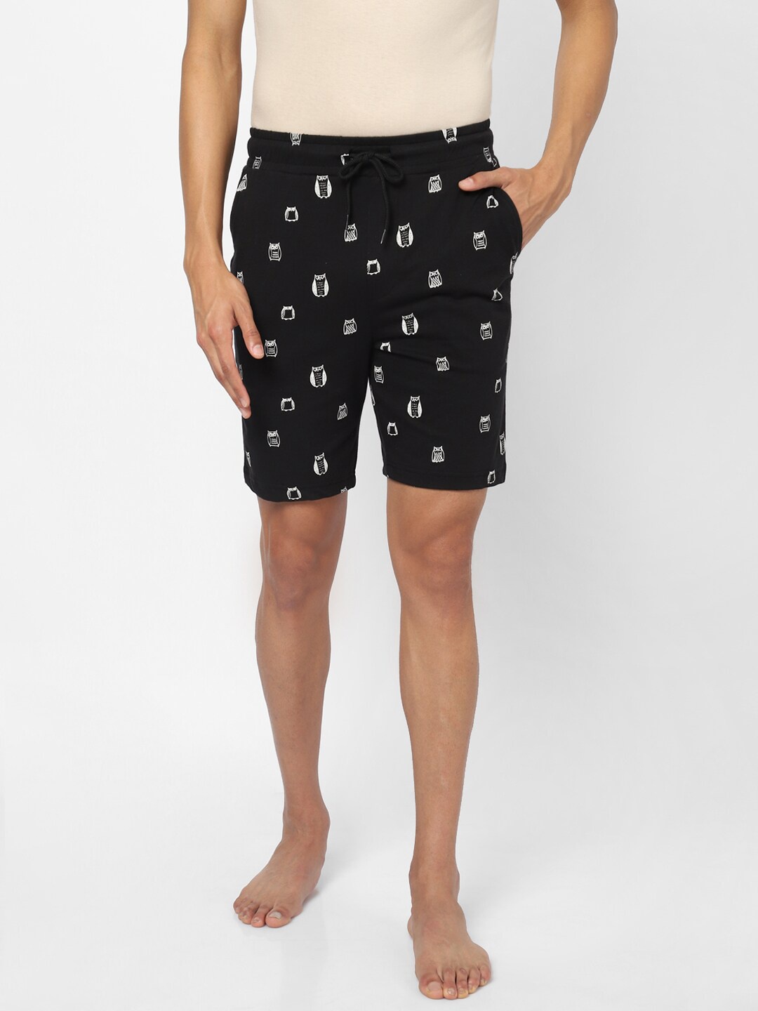 

Ajile by Pantaloons Men Black Printed Lounge Shorts