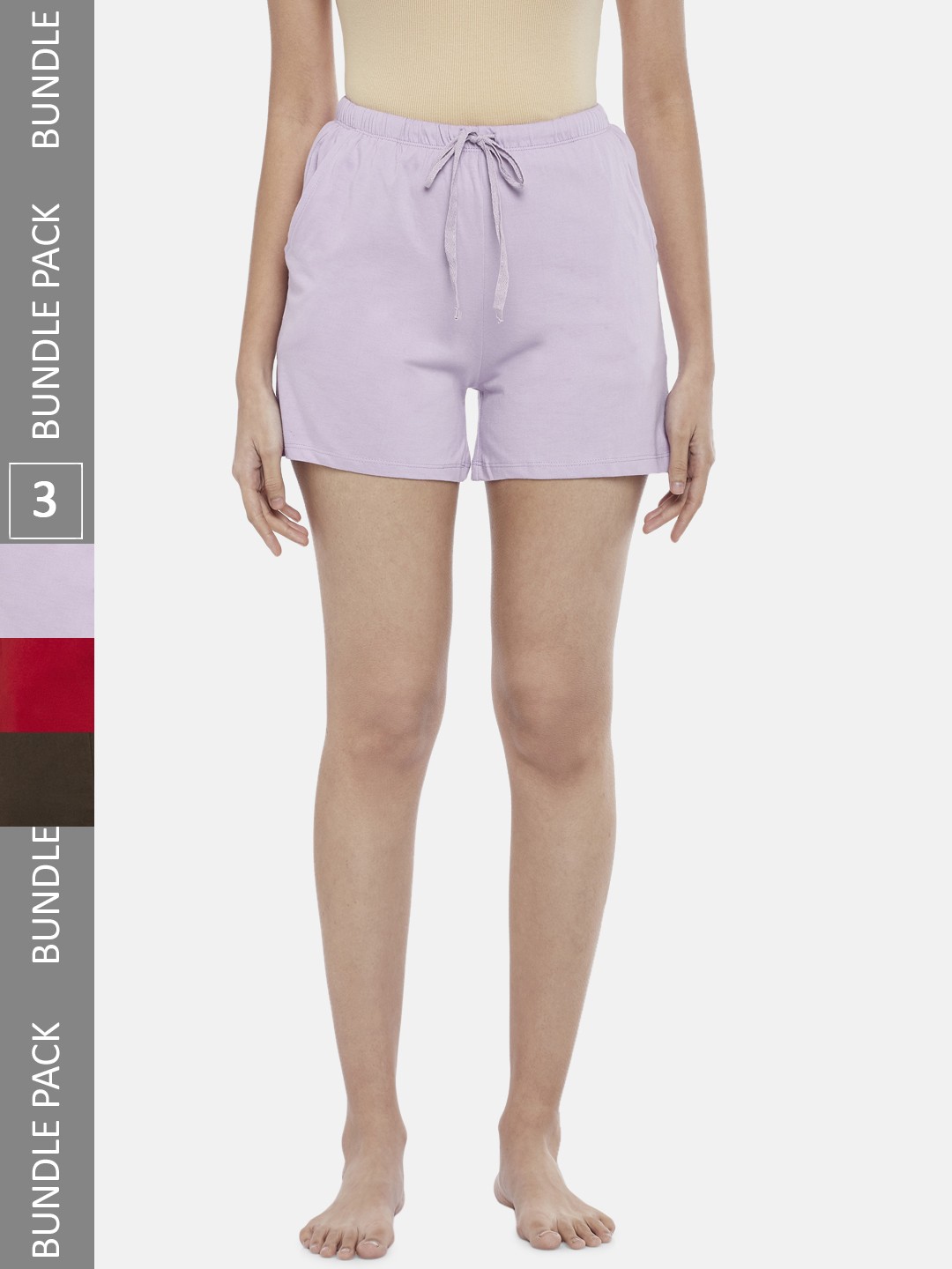 

Dreamz by Pantaloons Women Brown & Lavender Lounge Shorts