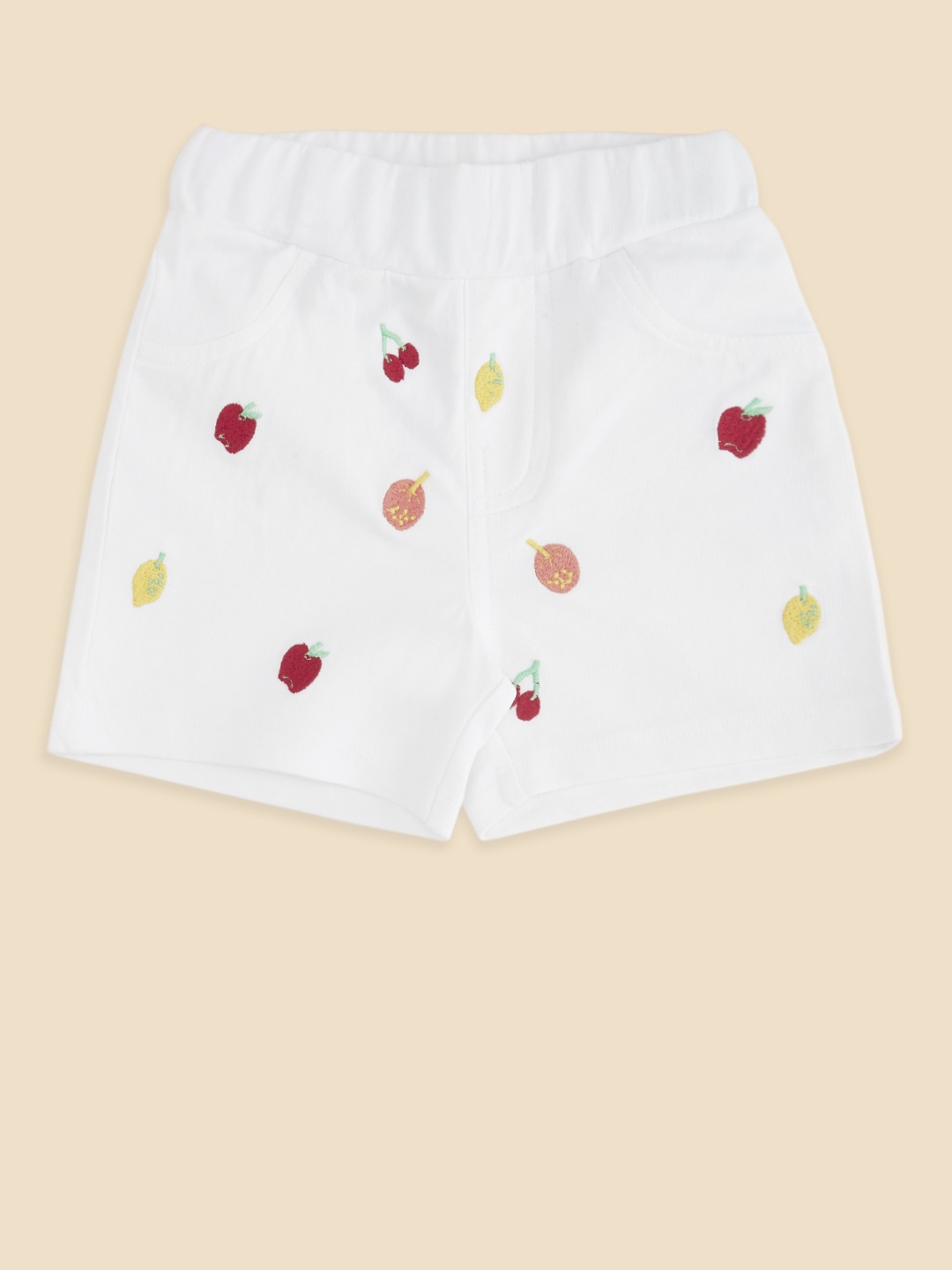 

Pantaloons Baby Girls White Self Design Shorts