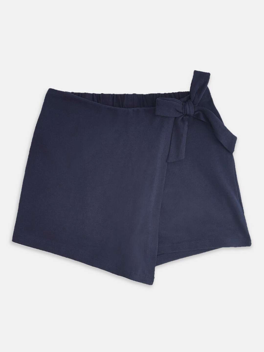 

Pantaloons Junior Girls Navy Blue Solid Pure Cotton Wrap Knee-Length Skorts