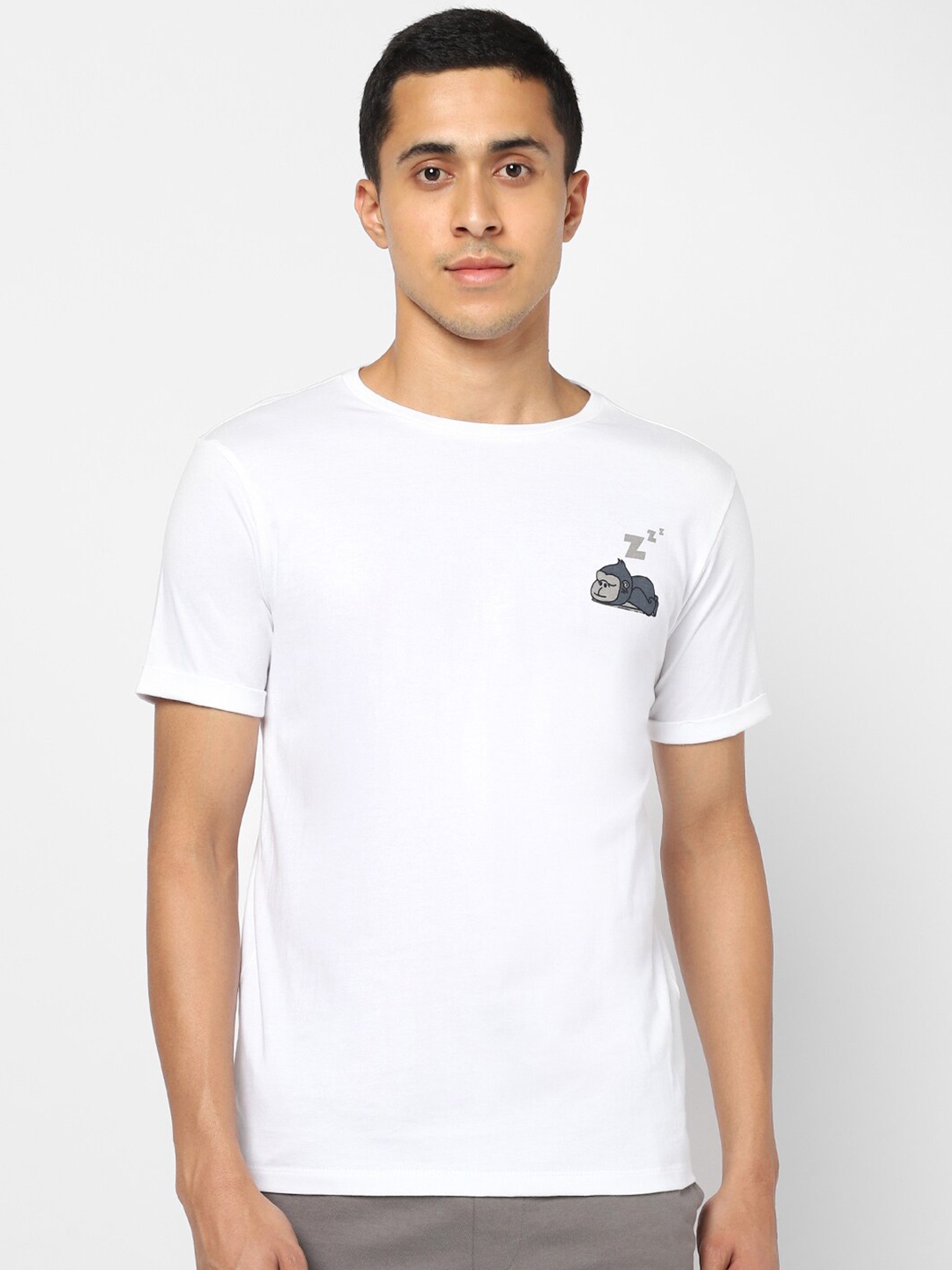 

Ajile by Pantaloons Men White Pure Cotton Lounge T Shirt