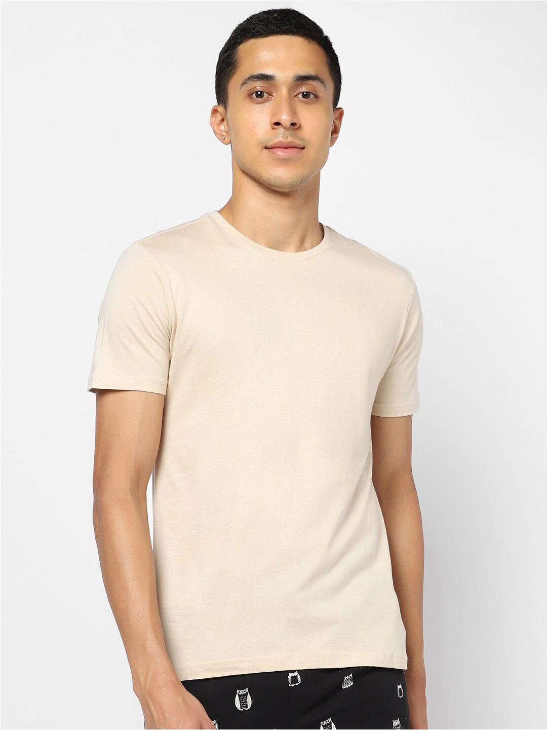 

Ajile by Pantaloons Men Beige Slim Fit Lounge T-shirt