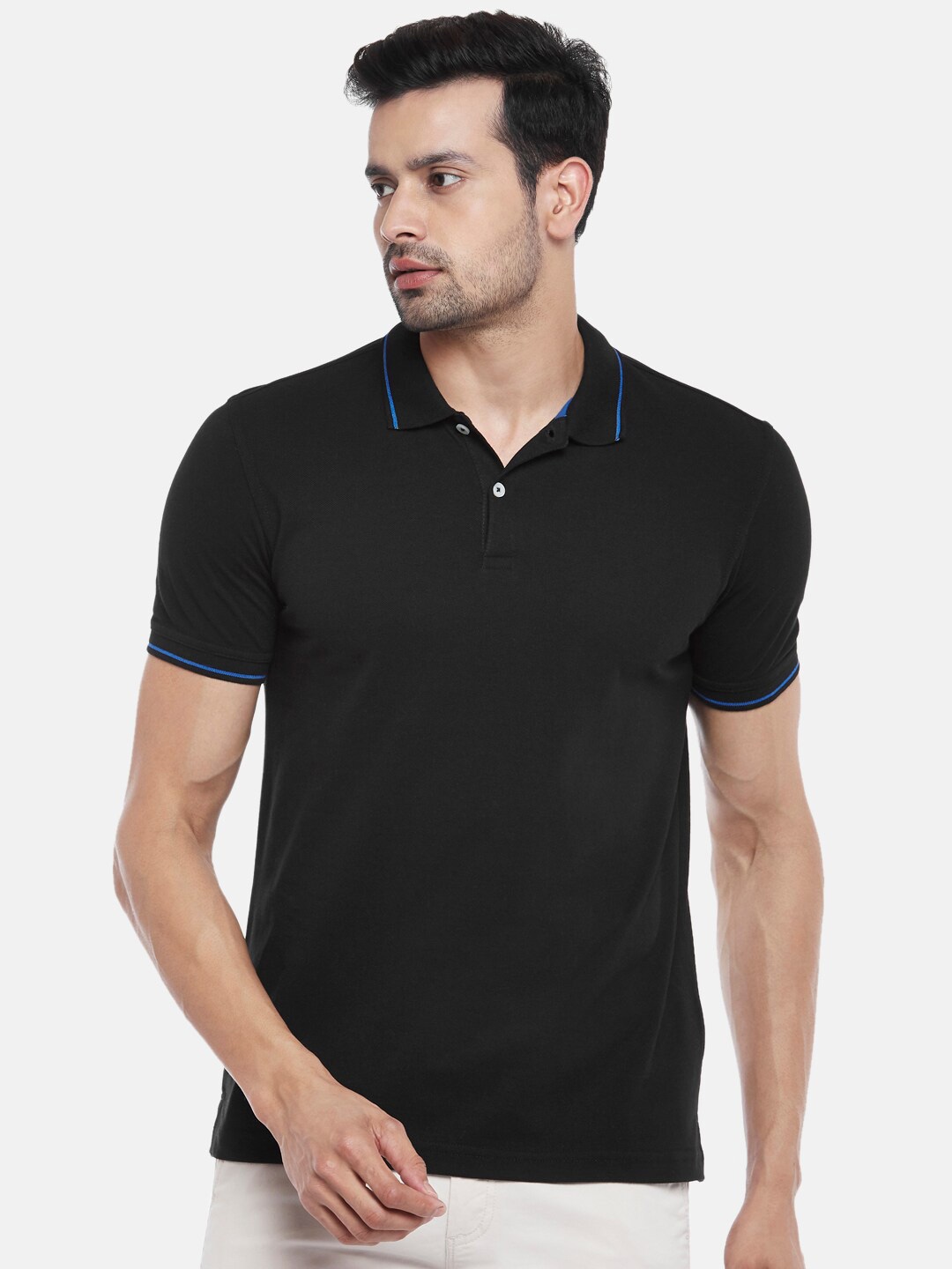 

BYFORD by Pantaloons Men Black Polo Collar T-shirt