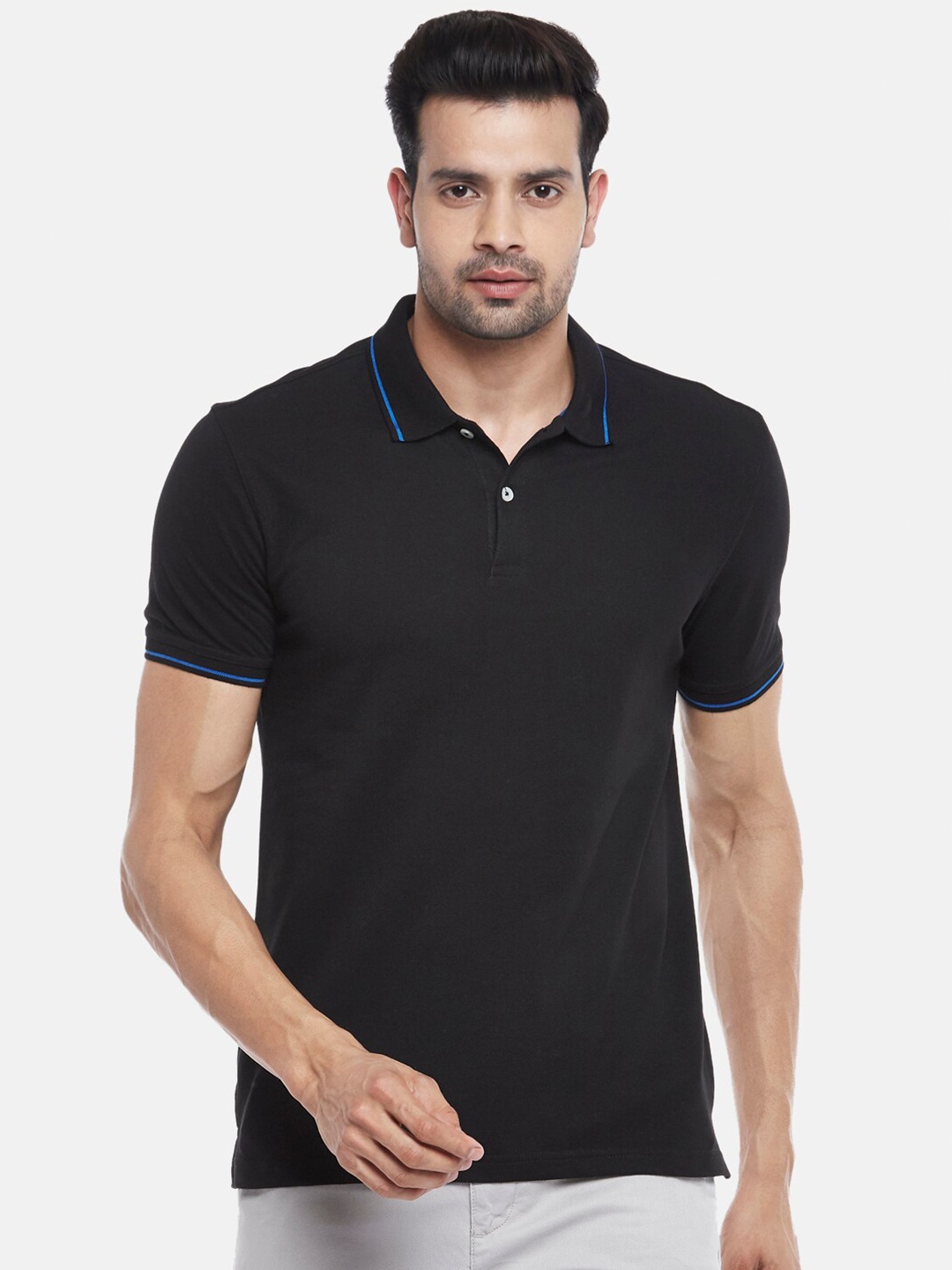 

BYFORD by Pantaloons Men Black Polo Collar T-shirt