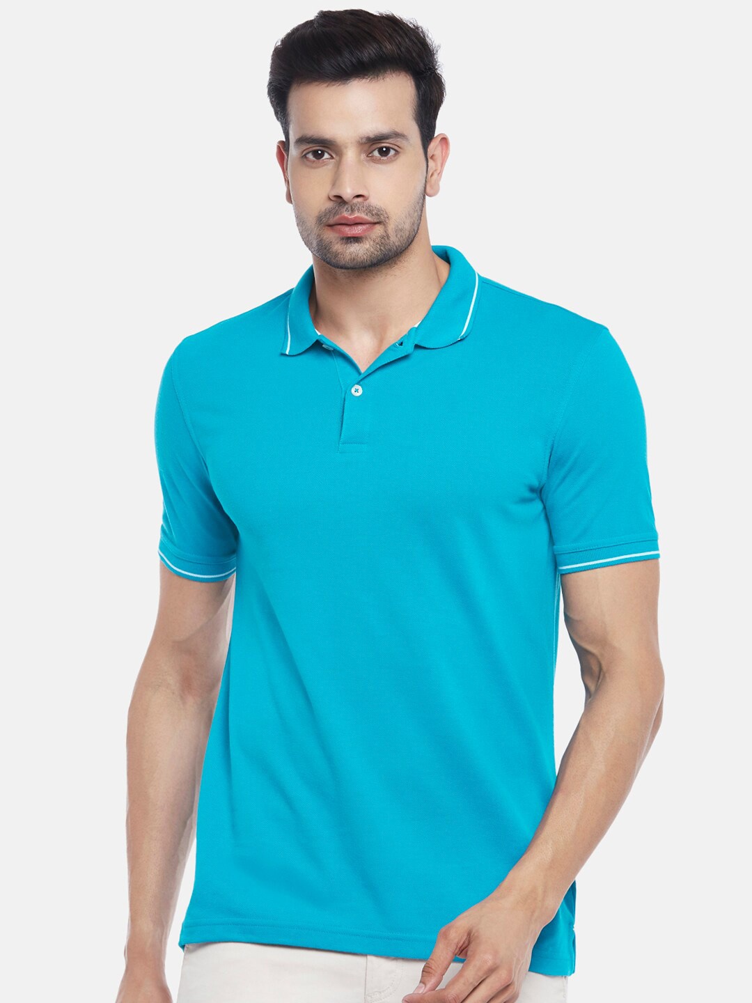 

BYFORD by Pantaloons Men Blue Polo Collar T-shirt