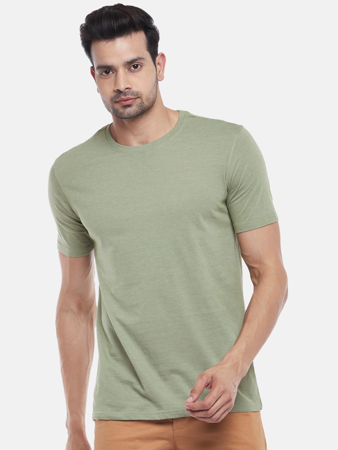 

BYFORD by Pantaloons Men Olive Green T-shirt