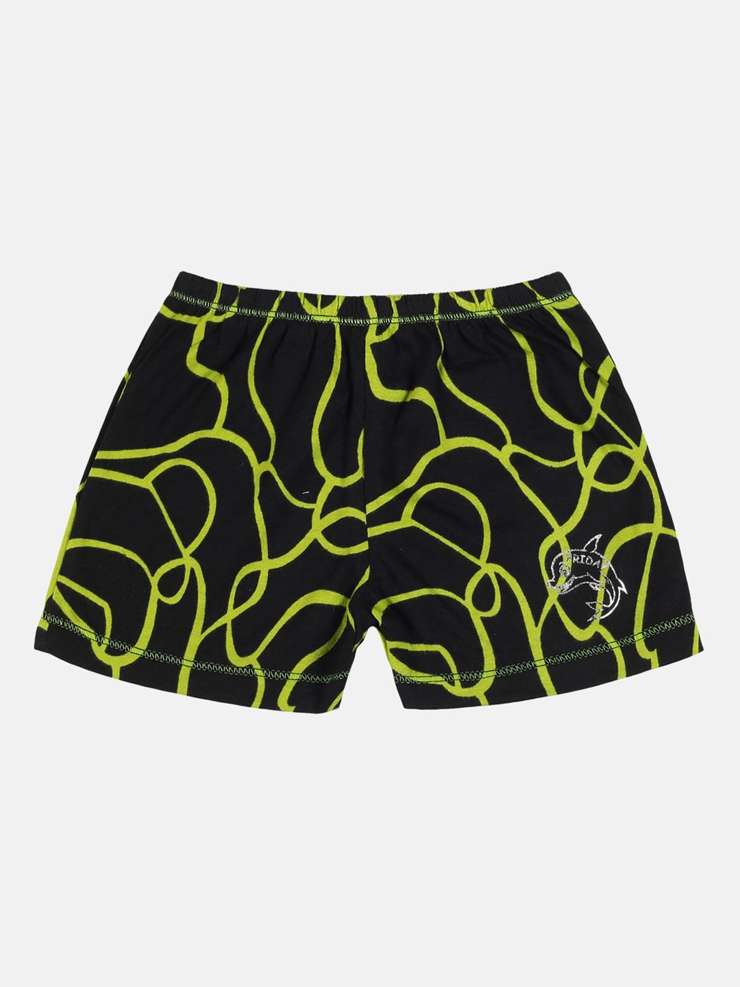 

UrGear Girls Black Printed Mid Rise Cotton Yoga Shorts