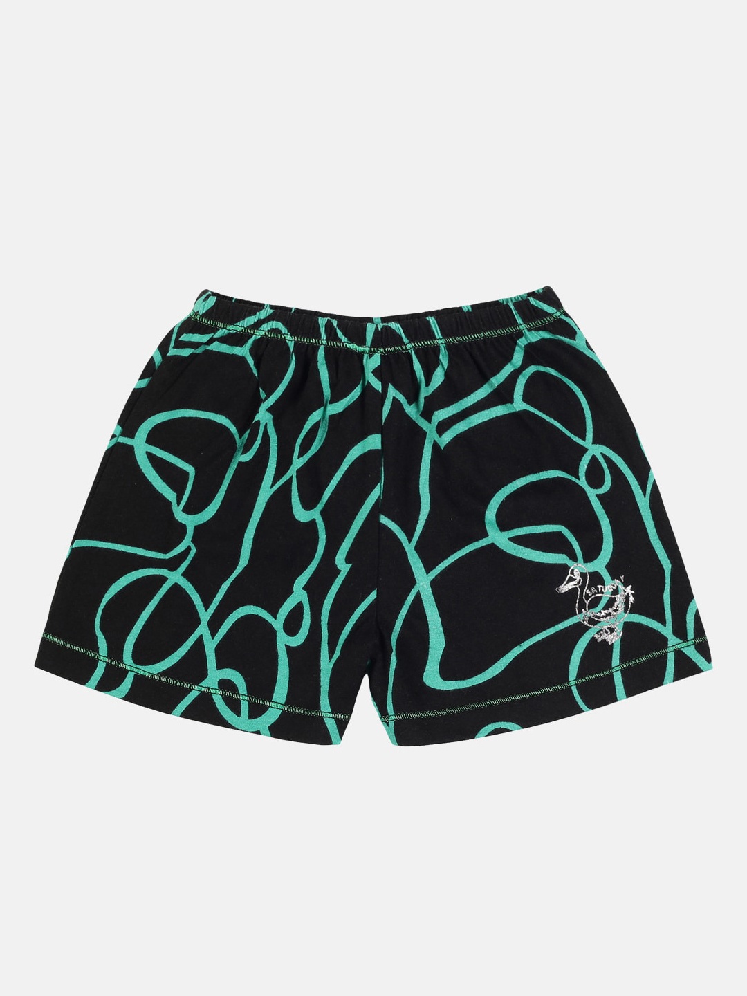

UrGear Girls Green Printed Cotton Yoga Shorts