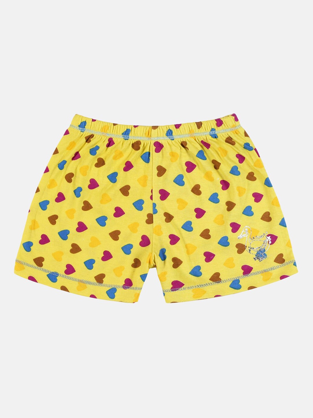 

UrGear Girls Yellow Printed Cotton Yoga Shorts