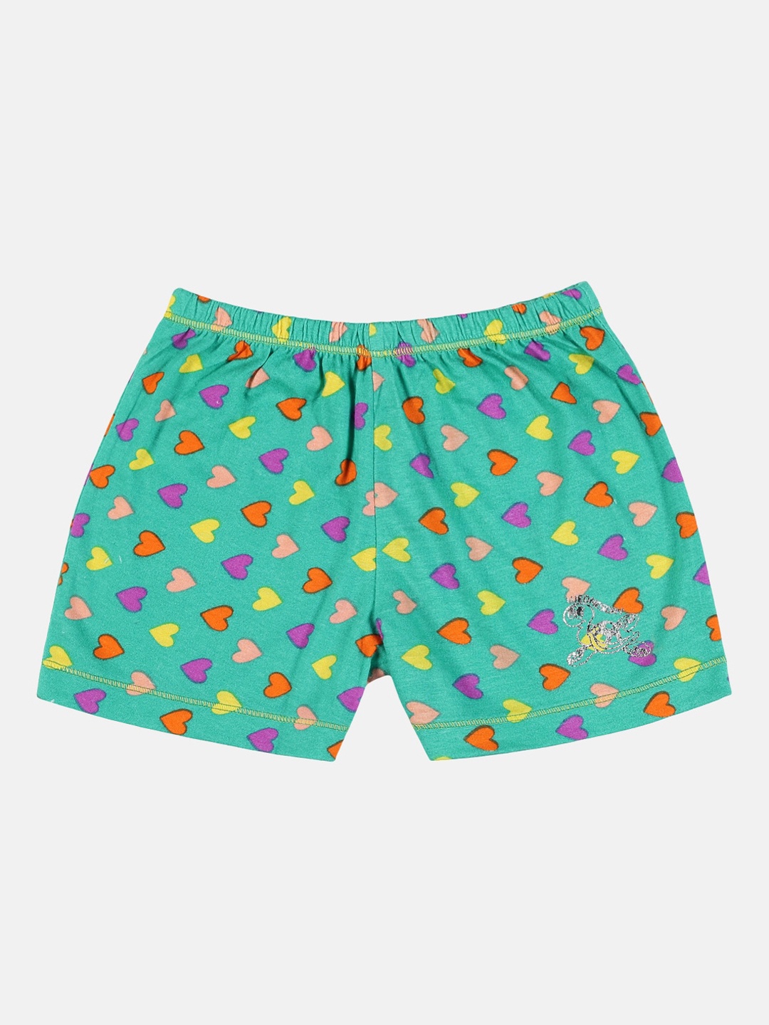 

UrGear Girls Green Printed Cotton Yoga Shorts